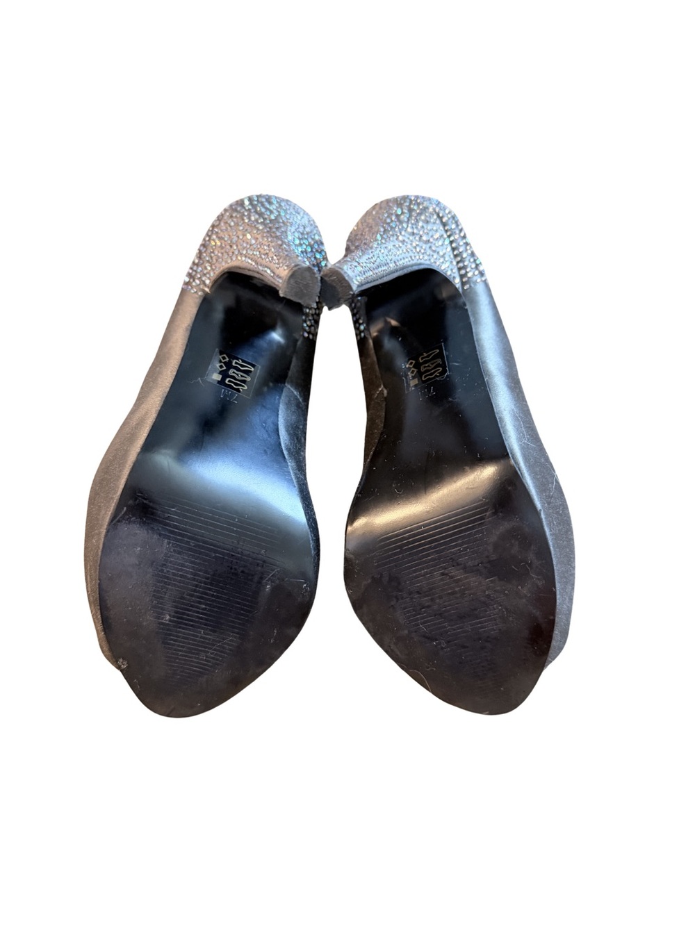Steve Madden Pewter Crystal-Accent Peep-Toe Heels Size 7 - Picture 5 of 5